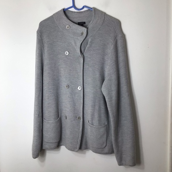 Talbots Lambswool cardigan sweater women xl grey classic soft - Picture 6 of 6